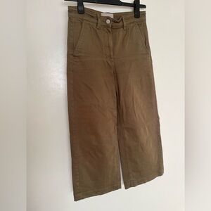 Everlane Wide Leg Cropped Army Green Pants